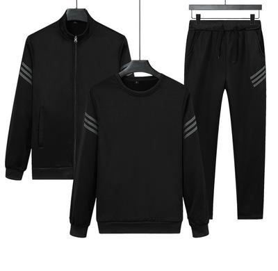 Traje de ocio de primavera y otoño para hombre, cárdigan, suéter, traje con cuello levantado, conjunto deportivo de tres piezas