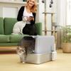 Stainless Steel Cat Litter Box with Removable Lid, Scoop, Filter Bags, for Larger Cats, Grey