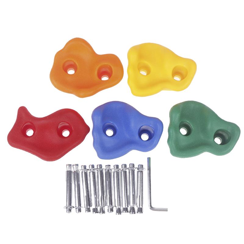 5Pcs Double Hole Plastic Rock Climbing Holds Toys For Boys Games Child Wood Wall Climbing Stones Random Color Outdoor Sports Toy