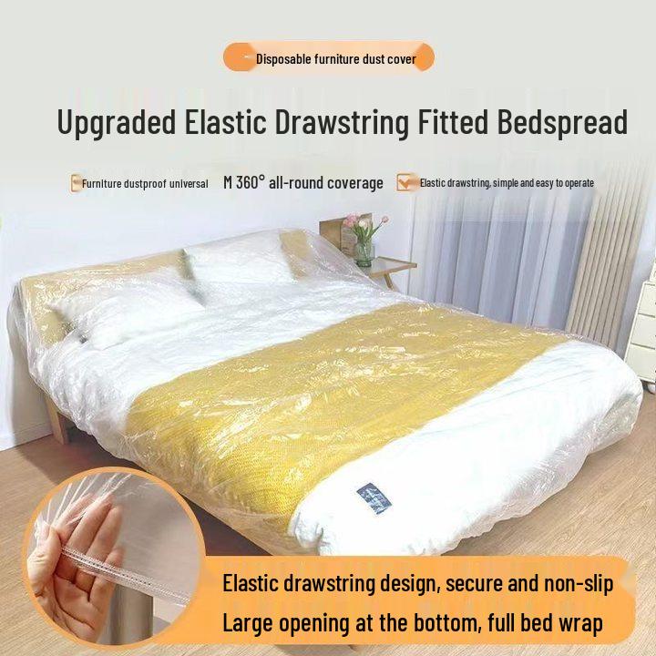 Disposable Elastic Sofa Dust Cover - Large, Dustproof Plastic Film for Furniture Protection and Decoration