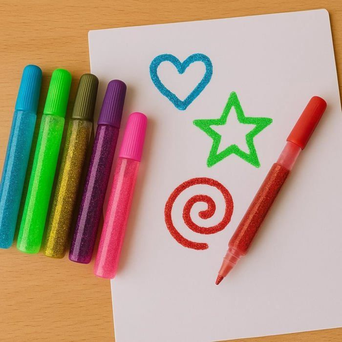 Pack mit 6 Glitzerklebestiften, sortierte Farben, für Kinder und Schule