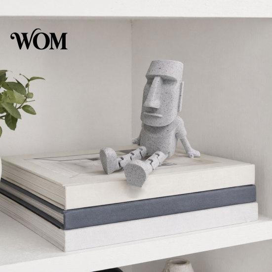 Moai Statue Model 3D Printed Action Figure, Movable Joints Articulated Easter Island Poseable Desktop Statues Rock Sculpture, Mini Desk Toy