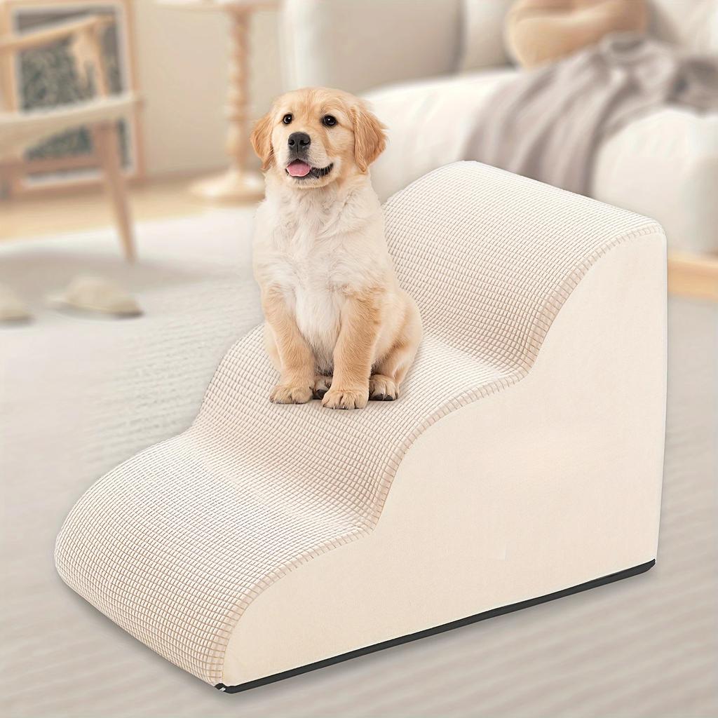 Orthopedic Dog Steps with Removable Covers -  2/3/4 Tier Pet Stairs, Non-Slip Diamond Treads & Eco-PU Padding