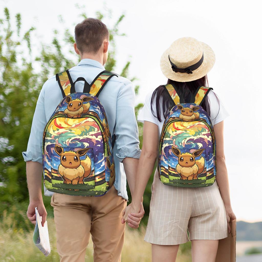 Fashion Pokemon Backpack Eeveelution Mochilas Fashion For Work Office Sturdy Shoulder Rucksack
