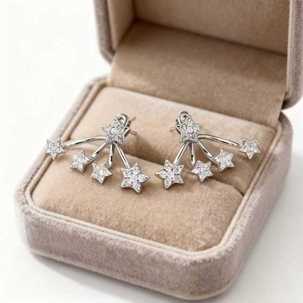 Elegant Star Crystal Earrings Claw Shape Zircon Earrings Women Sparkling Studs For Men And Women