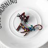 Rhinestone Vintage Enamel Brooch Retro Corsage Ornament Exquisite Dripping Oil Cat Brooch  for Gift