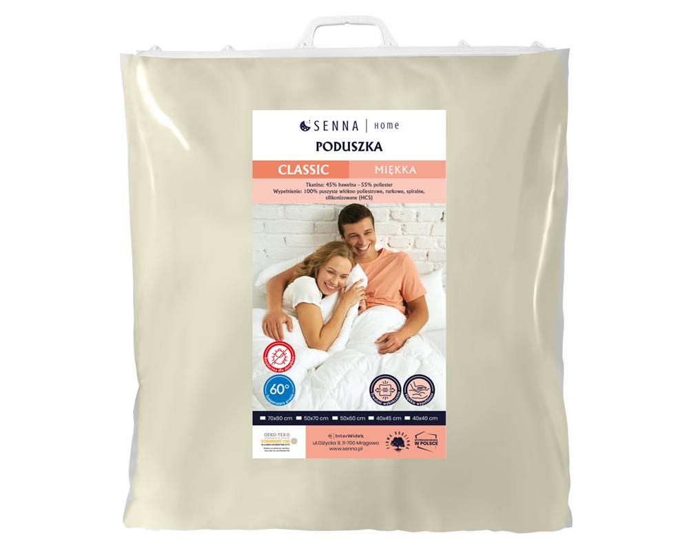 Poduszka 70x70 classic miękka senna home kremowa