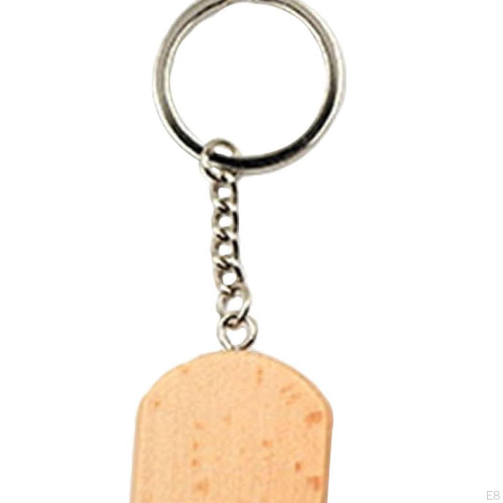 10Pcs Unfinished Wood Keyring Wooden Keychain Ornament Accessories Key Chain Bulk Decoration Craft
