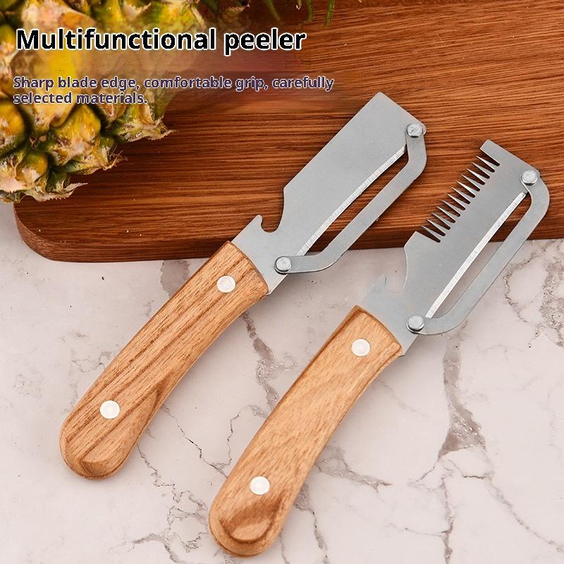 3 in 1 Multifunction Serrated Knife Vegetable Peeler Handle with Bottle Opener for Culinary Kitchen Tools