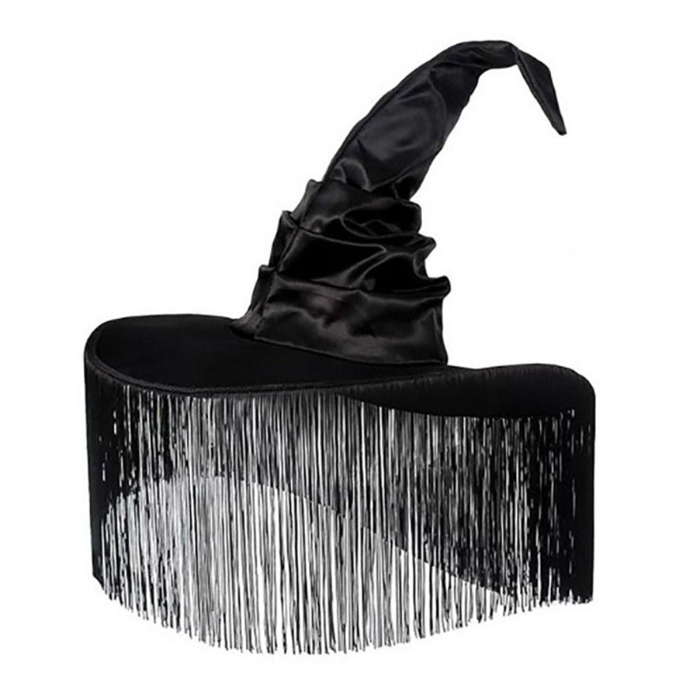 Cloth Pleated Fringe Witch Hat Ruched Halloween Party Witch Hat  Halloween Costume