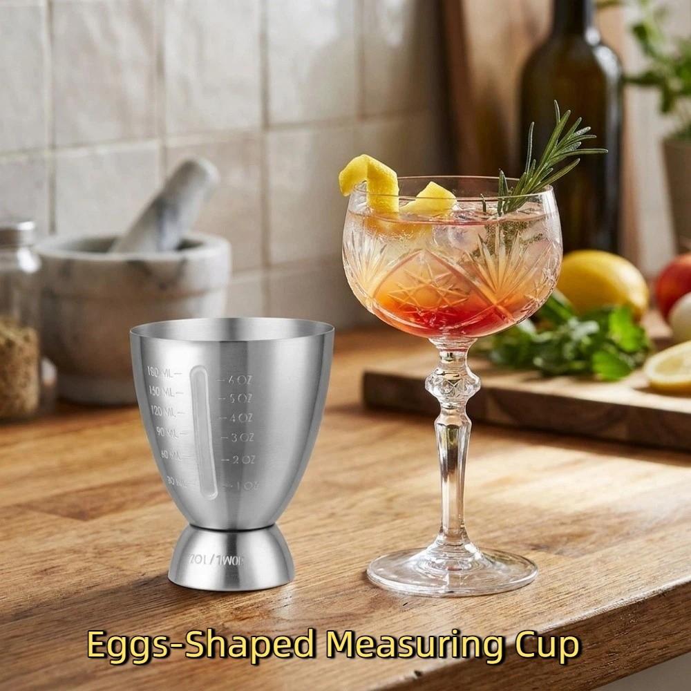 Edelstahl Ei-Form Messbecher Rostfreier Cocktailbecher Getränke Spirituosen Jigger Barzubehör