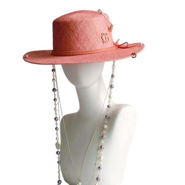 Chain Punk Straw Hat 2023 New Sun Hat Gold Chain Accessories Jazz Hip Hop Summer Hat Punk Style Beach Hat Church Hat