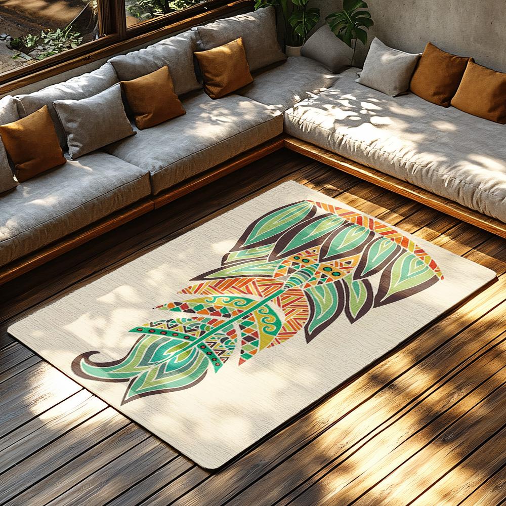 Stylish Abstract Area Rug Modern Geometric Floor Mat Bohemian Home Decor Non-Slip Living Room Carpet Unique Patterned Rug Contem