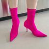New Spring Autumn Stretch Fabric Women Ankle Boots Sexy Pointed Toe High Heels Fashion Female Socks Pumps Shoes Size 35-40