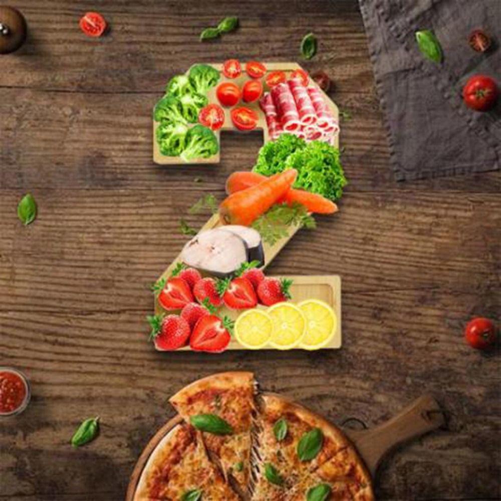 Fillable Wooden Number Charcuterie Board Decorative Food Platter Serving Trays  for Home