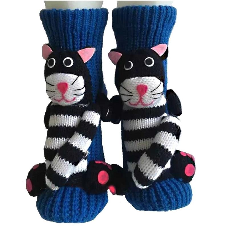 3D Strick Tier Socken, Plüschtiere Kuschel Socken, Lustige Neuheiten Winter Warm Handgehäkelte Socken Weihnachtsgeschenke für Frauen