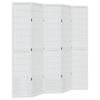 Vidaxl Room Divider, 5-Panel, White, Solid Paulownia Wood