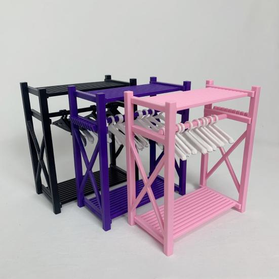 Mini Doll Wardrobe with 10 Hangers Doll Clothes Storage Closet for Display Dollhouse Accessories for 15/17cm Dolls