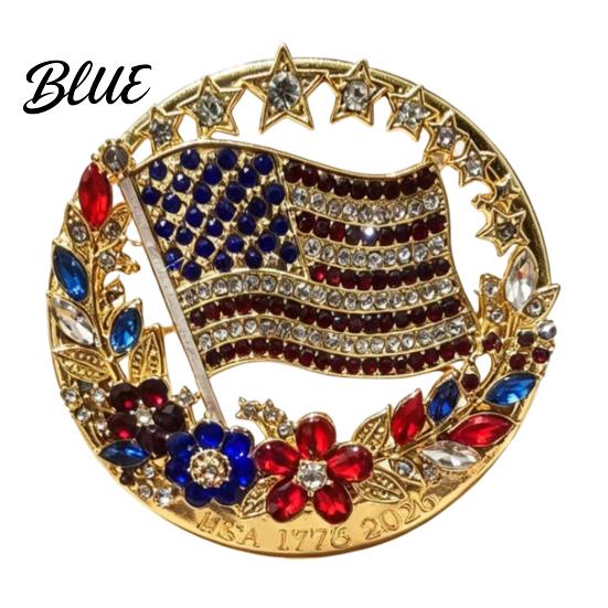 Patriotic Flower Brooch Pin American Flag Blooming Enamel Lapel Pin