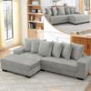L-shaped 4-Seater Corner Sofa, 256.5 X 133.5 X 89 Cm, Classic Corduroy, Plastic Legs, 6 Cushions, Living Room, Apartments, Offices, Gray