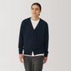 MUJI Men's Washable Wool High-Gauge V-Neck Cardigan, Dark Navy, Size AA0PFA4A, Men's XL