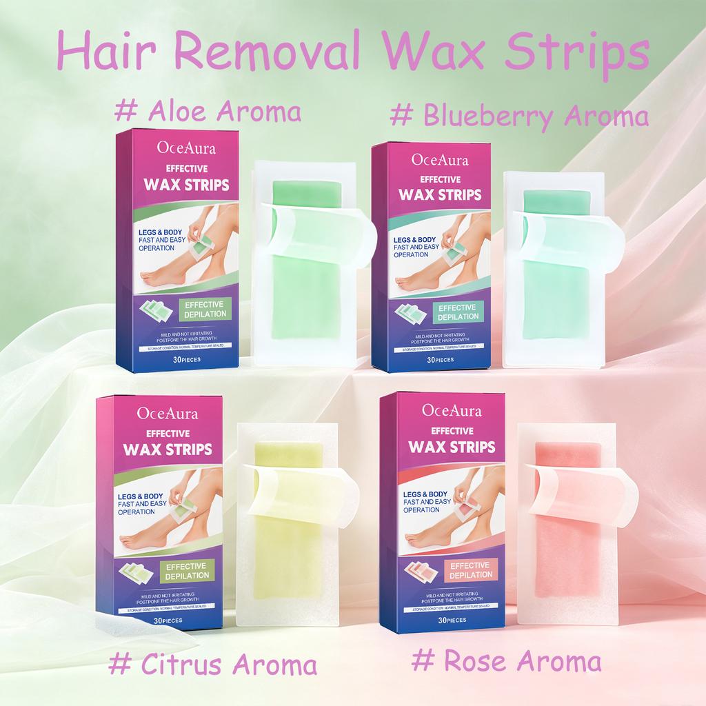 OceAura Hair Removal Wax Strips for Legs and Body Hair Growth Postponement Easy Operation Non-Irritating Depilatory Wax Strips