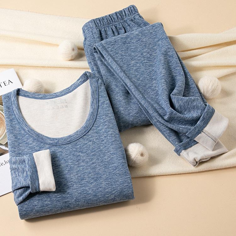 1pc Autumn/Winter Women's Warm Underwear Set with Fleece and Velvet Cardigan