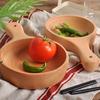 450/650ml Natural Beech Wood Handmade Salad Bowl with Handle Household Fruit Serving Tray Home Kitchen Cheese Butter Platter