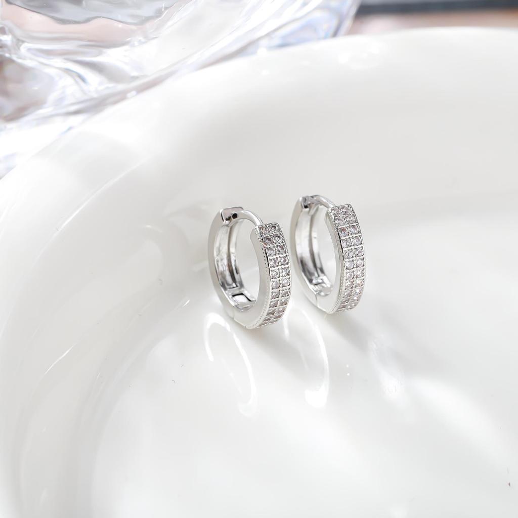 European & American High-End Luxury Zircon Full Diamond Ear Studs for Women