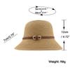 Summer Straw Breathable Flat Top Bucket Hat Ladies Celebrity Belt Buckle Fashion Sunshade Shade Hat