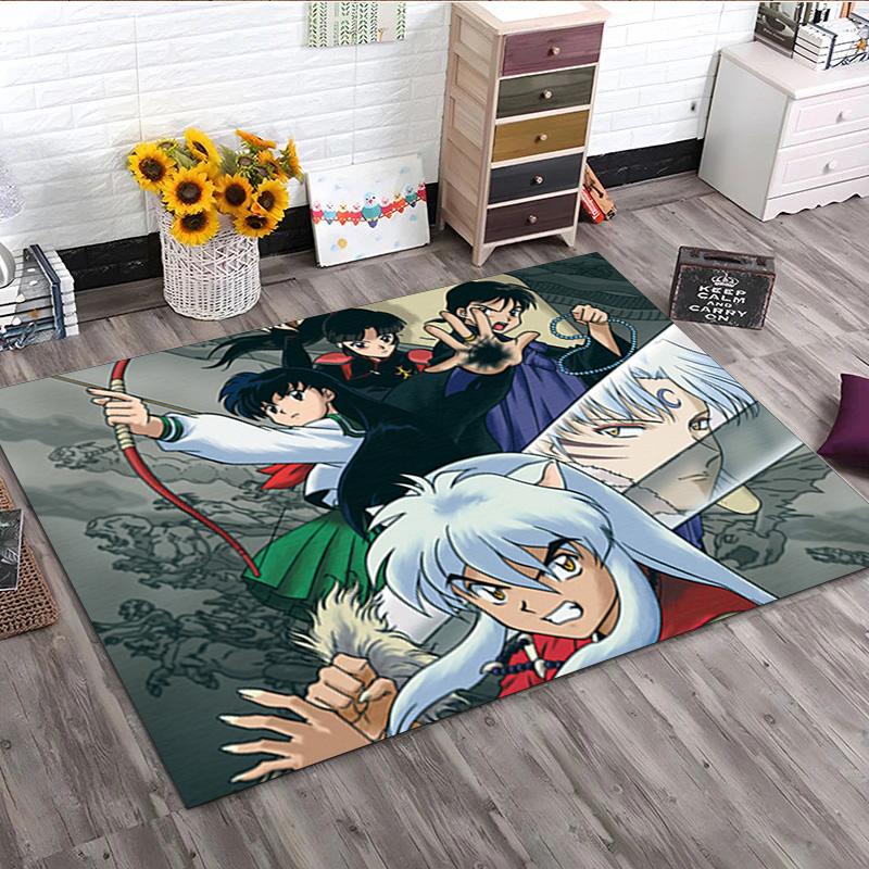 1PC Inuyasha Carpet Office Decorative Carpet For Living Room Bedroom Door Mat Floor Rug Computer Chair Area Rug Perfect Holiday Gift