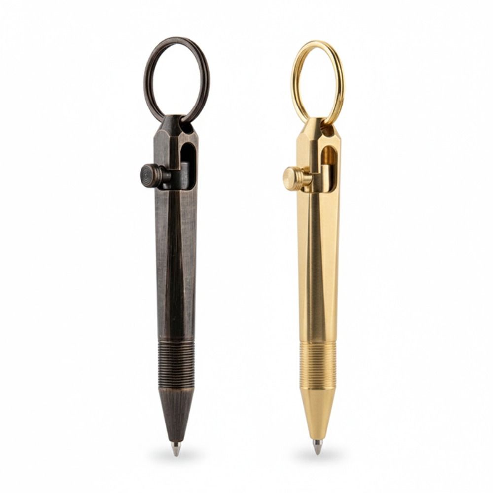 Multifunctional Brass Mini Ballpoint Pen with Keychain Portable Gel Pen Writing Pen School Office