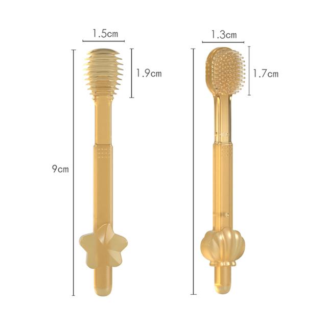 

Набор зубных щеток для малышей, 2 шт., мягкий силиконовый переносной, нескользящий очиститель для ухода за зубами, очиститель языка 0,5 мм для чистки лиственных зубов ребенка с коробкой seashell+star