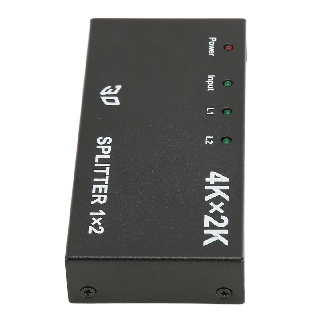 HD Multimedia Interface Splitter 1 in 2 Out 4K 2K Duplicate Mirror Screen Video Switcher with AC Adapter for TV 100‑240V