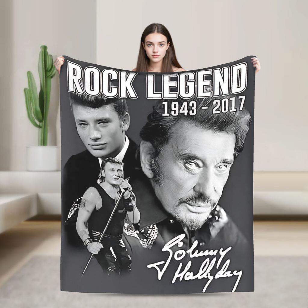 Rock Star Johnny Hallyday Blanket Quality Warm  Bedding Throws Winter Decorative Couch Chair Pattern Bedspread
