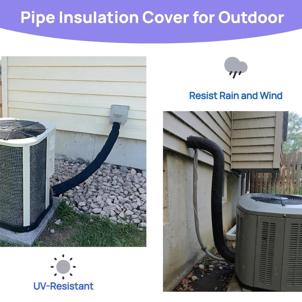 3-Layer Oxford Cloth Protective Cover Shockproof Outdoor Pipe Insulation Cover Copper Duct Insulation Sleeve for AC Copper Duct