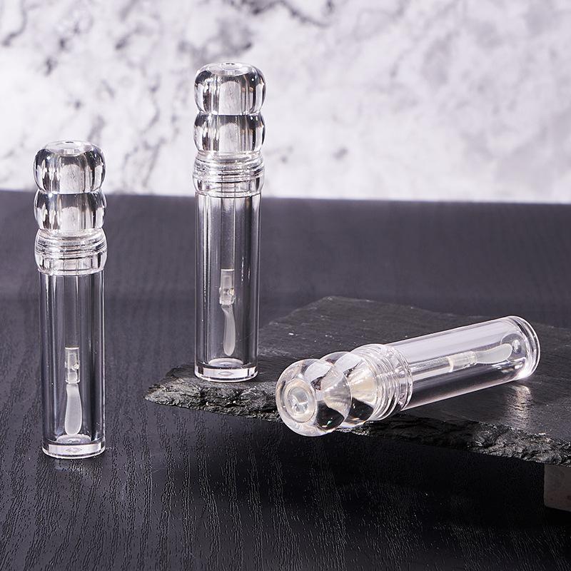 Transparent 3ML Refillable Empty Lipgloss Tubes 1/5Pcs with Soft Silicone Brush for Portable Travel Cosmetic Use