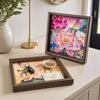 Wooden Lotus Tray Raised Frame Floral Serving Tray  for Tabletop Storage Entryway Shelf Home Decor