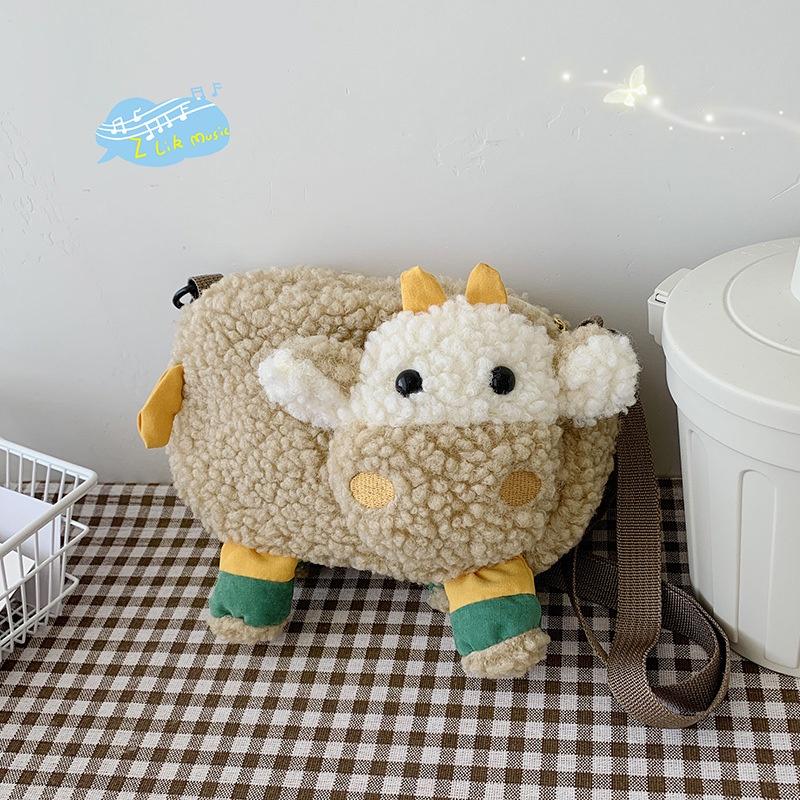 New Ins Cartoon Lamb Plush Shoulder Bag For Women