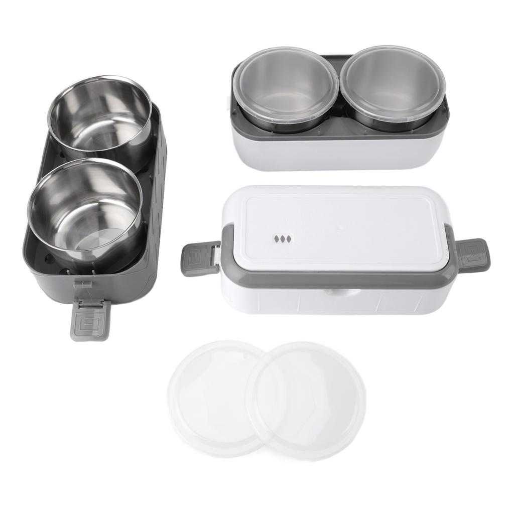 Electric Lunch Box 200W Rapid Heating Auto Shut Off Portable Food Heater with 4 Stainless Steel 