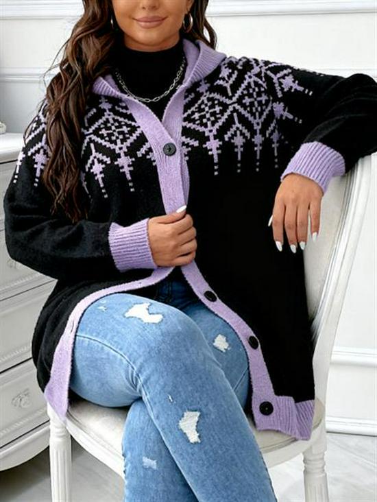 2025 Autumn/Winter Women's Hooded Cardigan Sweater - Casual Loose Cape, Plus Size, Trendy