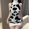 Sex Lingerie, Sexy Hip Wrap, Halter Cow Suspender Turtleneck Sweater Knitted Dress Set