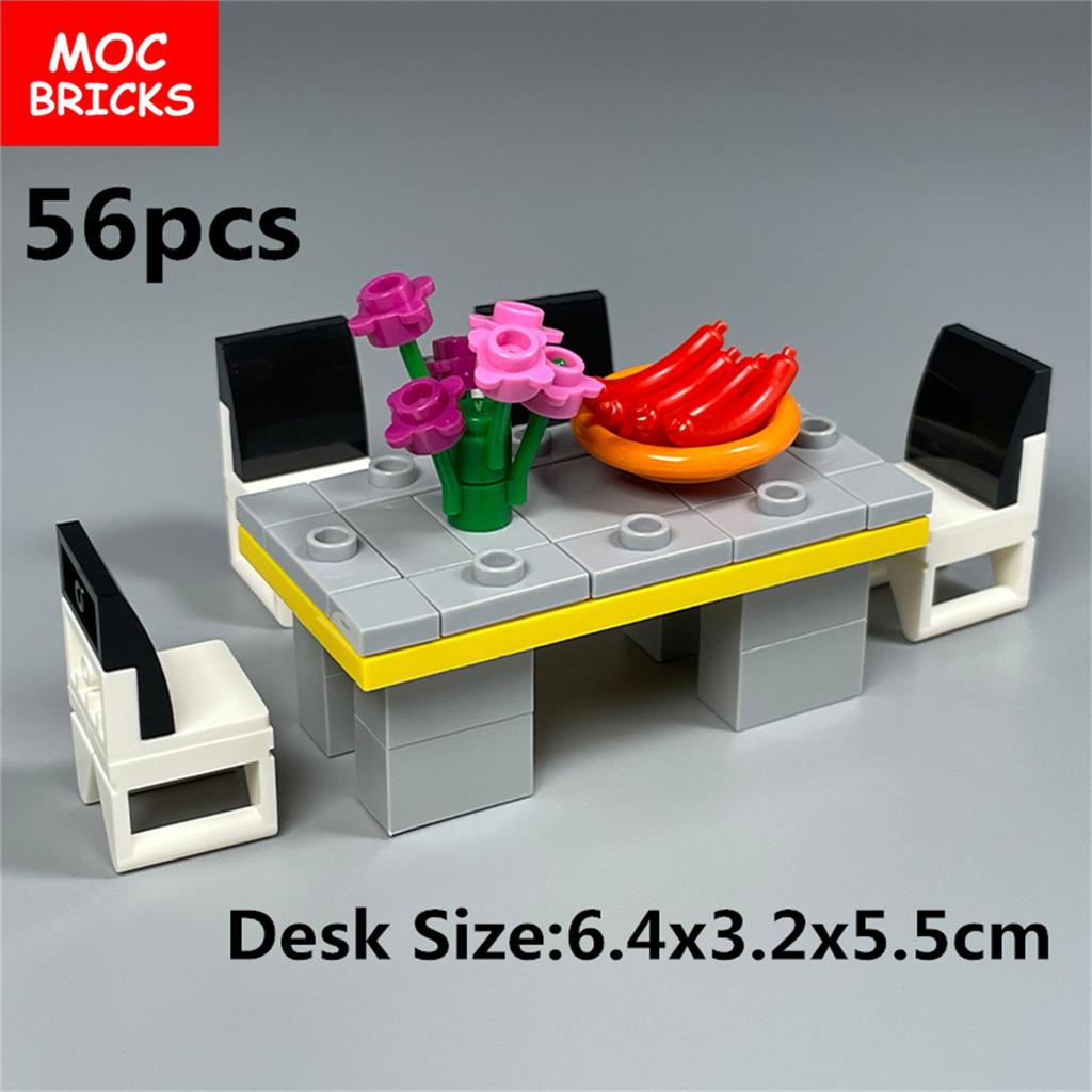 MOC Blocks Sofa Home Furniture Chair Desk City Model Learning Construction Bricks Figures DO IT YOURSELF Toy Ideal For Children Gift Idea