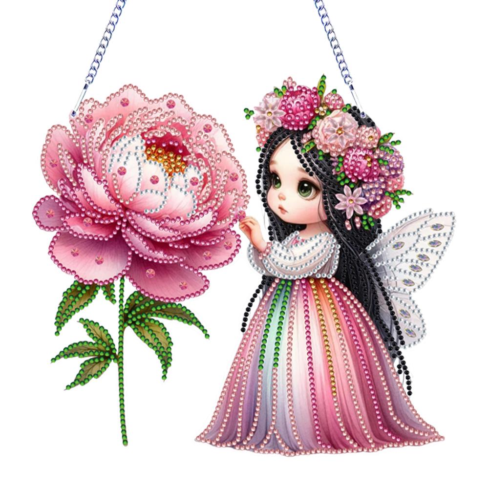 Acrylic Special Shape Flowers 5D DIY Diamond Painting Dots Pendant Rhinestone Diamond Art Pendants Diamond Painting Ornaments