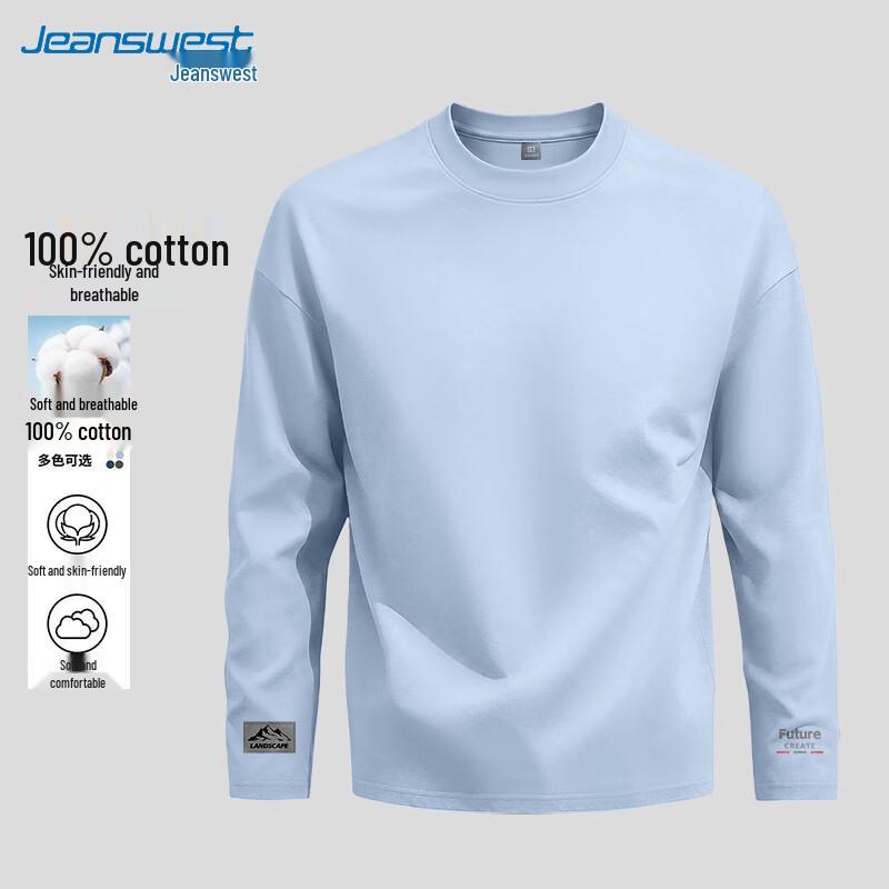 Jeanswest Men's Pure Cotton Long-Sleeve Casual T-Shirt