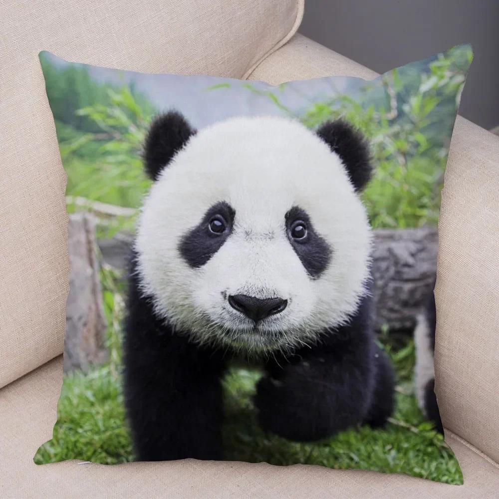 Cute Wild Animal Print Sofa Family Bedroom Living Room Car Pillowcase Cute Panda Pillowcase Decoration