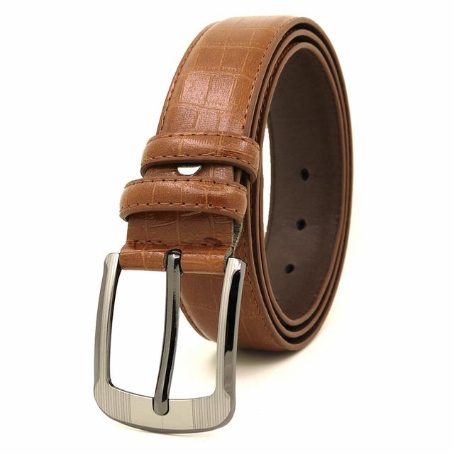 Neue Mode Herren Leder Gürtel Designer Gürtel für Mann Pin Schnalle Business Männlich Modische Slub Muster Jeans Casual