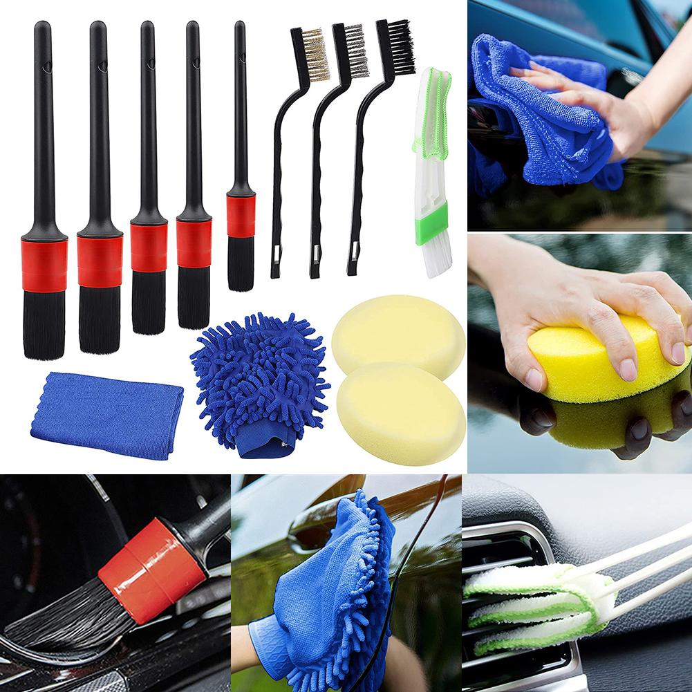 Set Da 6 Pennelli Per Pulizia Auto – Spazzole Detailing Per Cerchi, Bocchette Aria E Cruscotto (Impugnatura Lunga E Morbida)