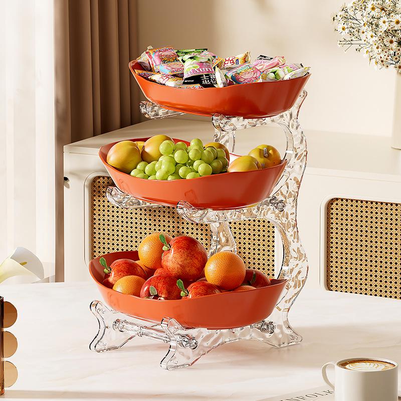 Soporte de Frutas y Pasteles de Madera de Doble Capa con Función de Drenaje