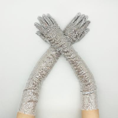Lange Glitzer Elastische Fingerlose Handschuhe Funkelnde Pailletten Performance Party Feiertag Bühnenkostüm Accessoire Handschuhe
